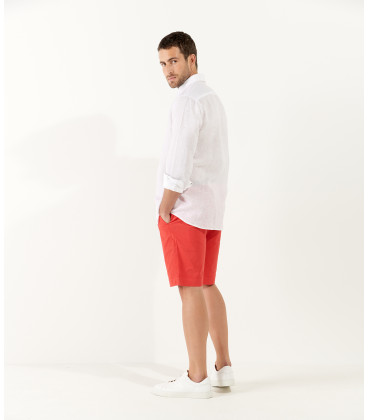 TEXAS - Bermuda chino slim uni, rouge