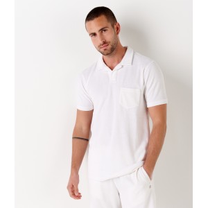 MITCH - Towelling white polo shirt