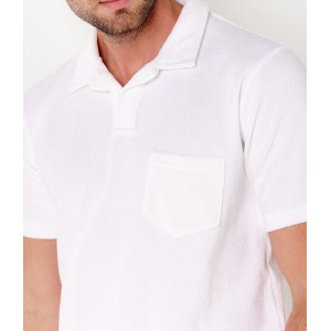 MITCH - Towelling white polo shirt