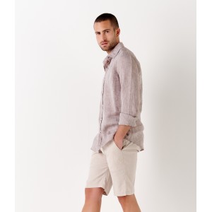 TURNER -  Slim fit linen-blend bermudas, camel