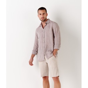 TURNER -  Slim fit linen-blend bermudas, camel