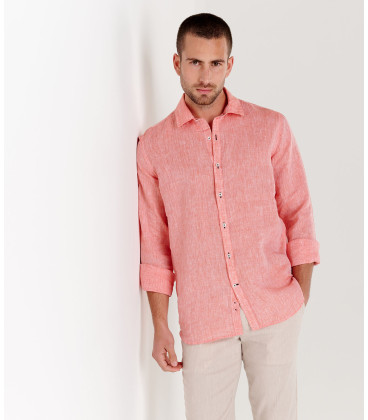 GORDON - Pantalon chino slim fit lin chiné, beige