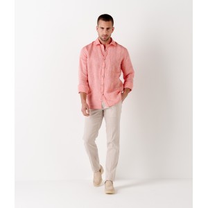 GORDON - Pantalon chino slim fit lin chiné, beige