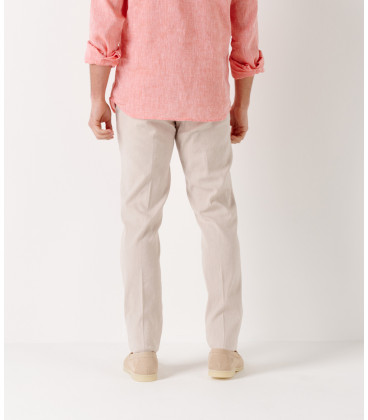 GORDON - Linen-blend slim fit chinos, beige