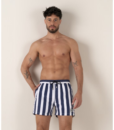 CALIFORNIA - Short de bain imprimé rayures larges marine