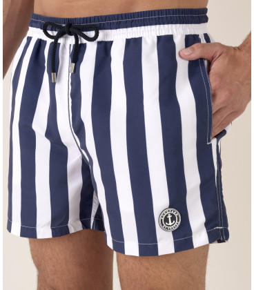CALIFORNIA - Short de bain imprimé rayures larges marine