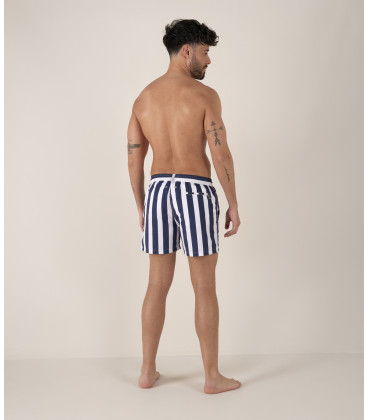 CALIFORNIA - Large stripes print navy swimshorts