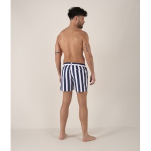 CALIFORNIA - Large stripes print navy swimshorts
