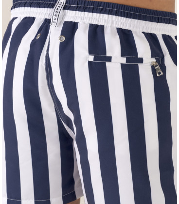 CALIFORNIA - Short de bain imprimé rayures larges marine
