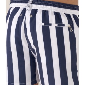 CALIFORNIA - Large stripes print navy swimshorts