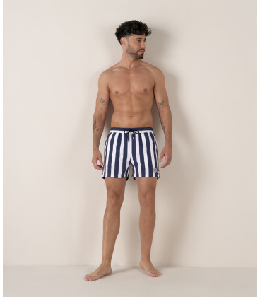 CALIFORNIA - Large stripes print navy swimshorts