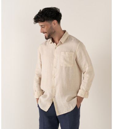 DIVA - Casual linen shirt, beige