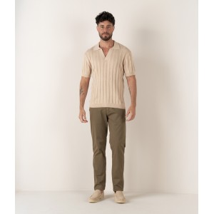 FLASH - Slim fit cotton chinos trousers, khaki