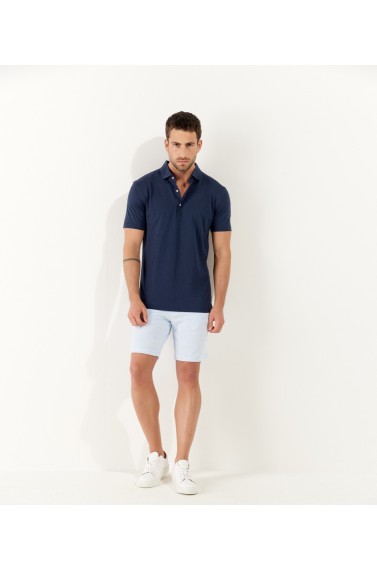WESTON - Cotton jersey polo shirt, navy
