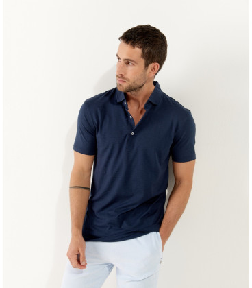 WESTON - Polo jersey en coton, marine
