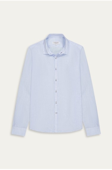 Chemise Homme manches longues unie bleu ciel slimfit|Europann