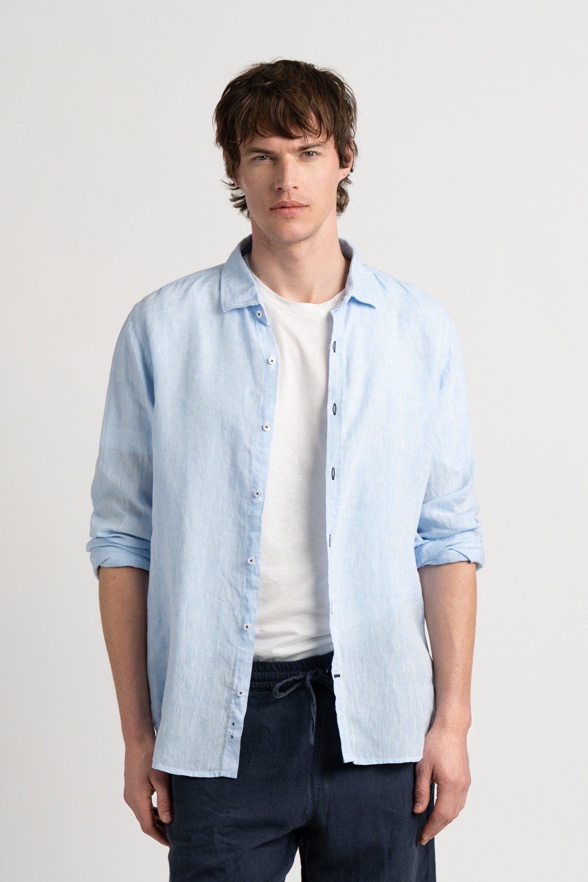 Plain sky blue color long sleeves shirt for men|Quality brand Europann