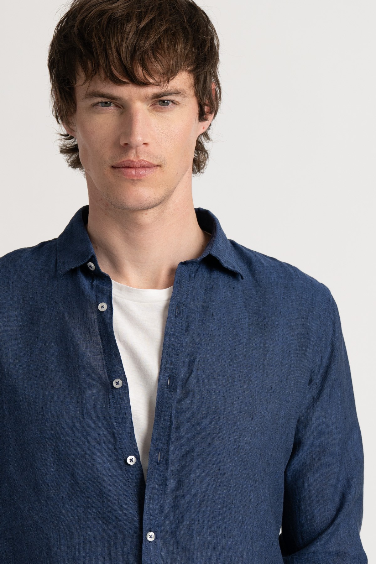 Plain navy blue color long sleeves shirt for men | Quality brand Europann