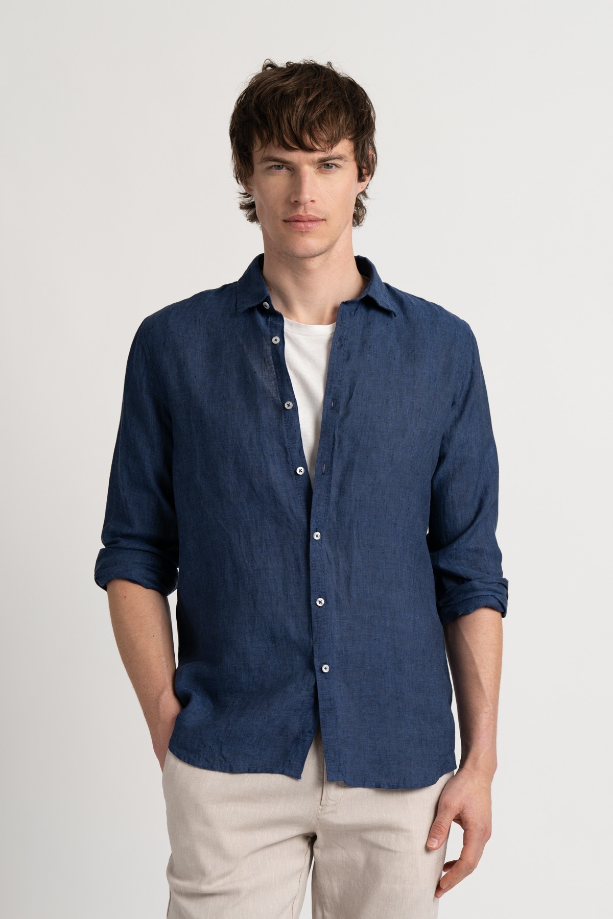 Plain navy blue color long sleeves shirt for men | Quality brand Europann