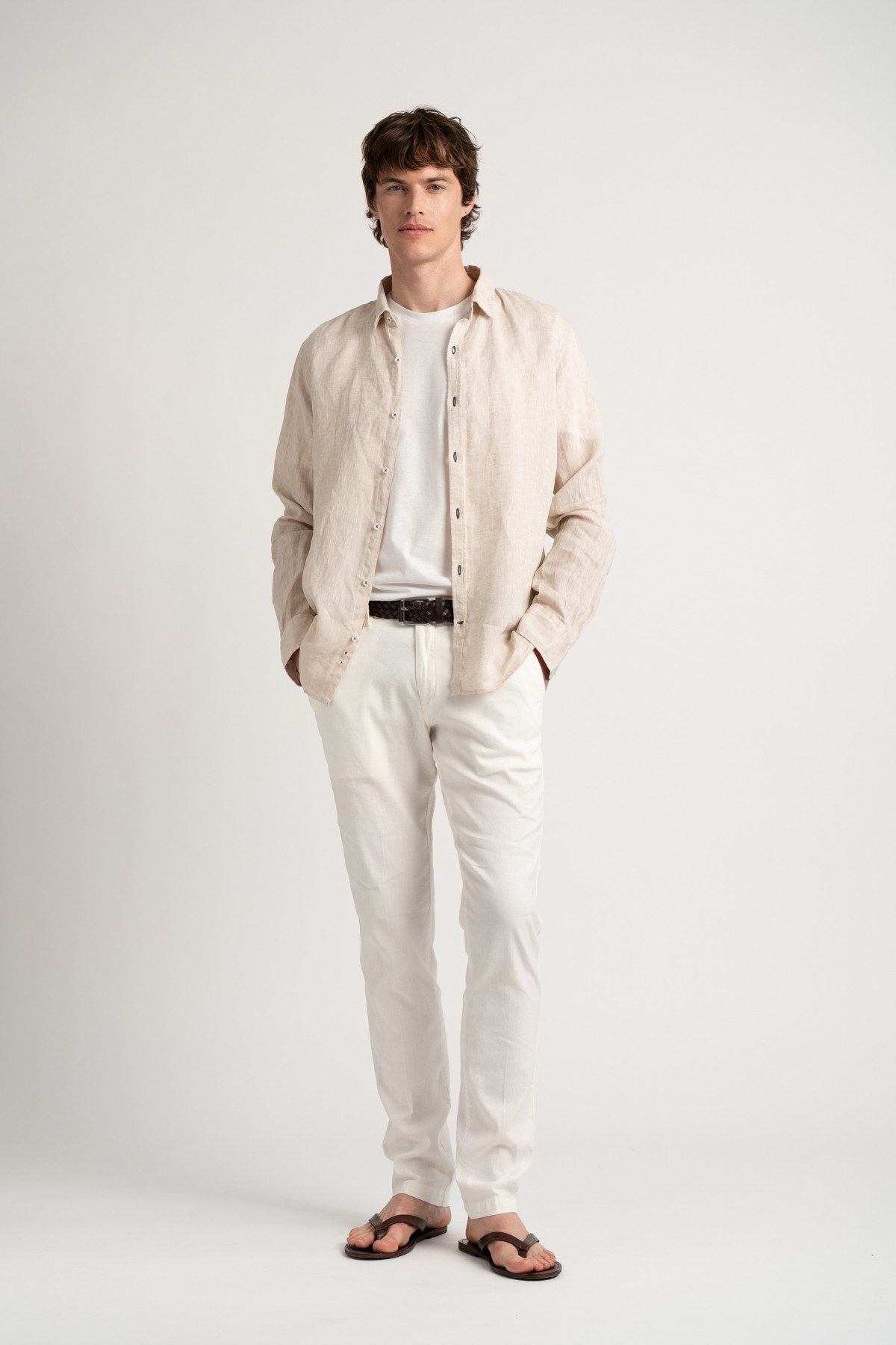 Plain beige color long sleeves shirt for men | Quality brand Europann