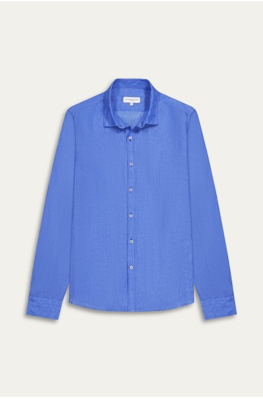 JONAS - Plain linen shirt royal blue