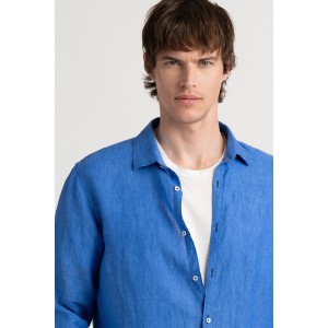 JONAS - Plain linen shirt royal blue