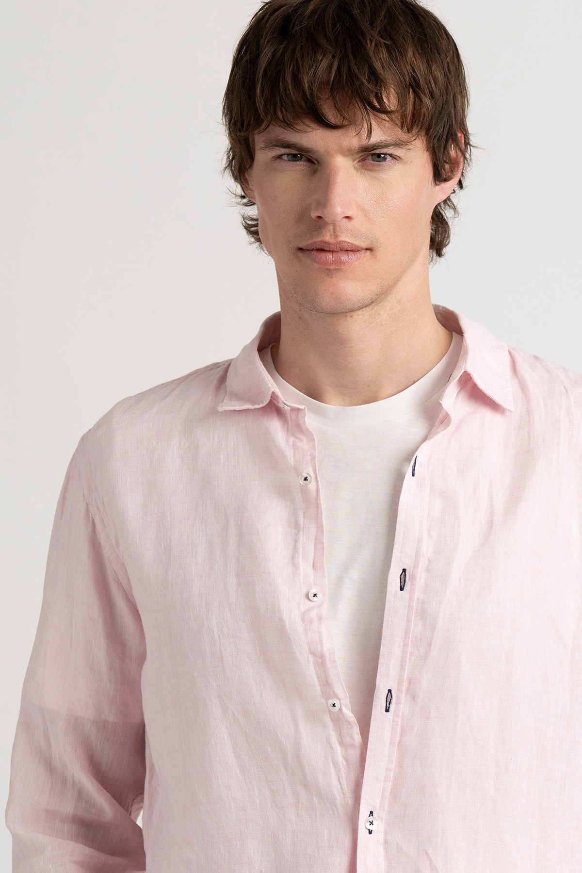 Chemise Homme manches longues unie rose slimfit|Europann