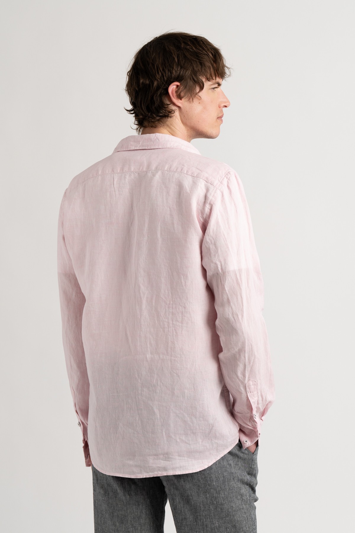 Chemise Homme manches longues unie rose slimfit|Europann