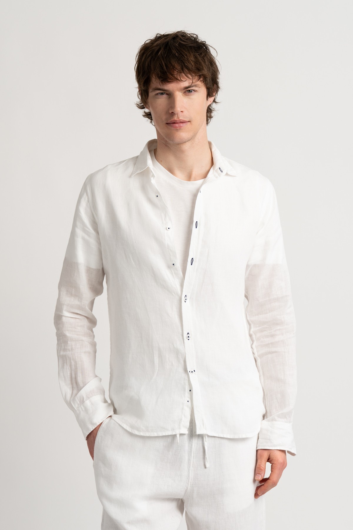 Chemise Homme manches longues unie blanche slimfit|Europann