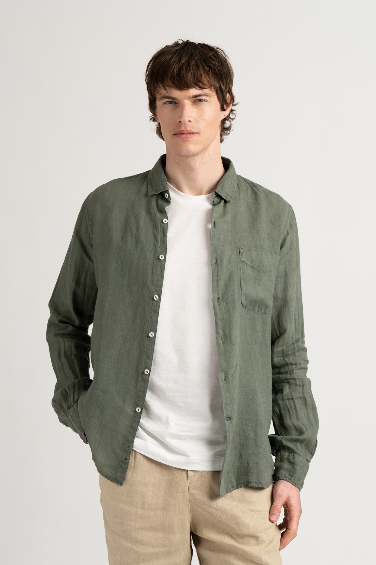 DIVA - Plain linen shirt bronze