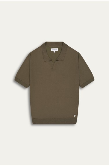 CORY - Fine knit khaki polo