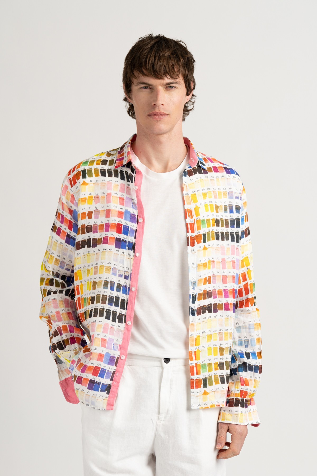 Chemise couleurs pantone Ross rose en lin|Marque de qualité - Europann