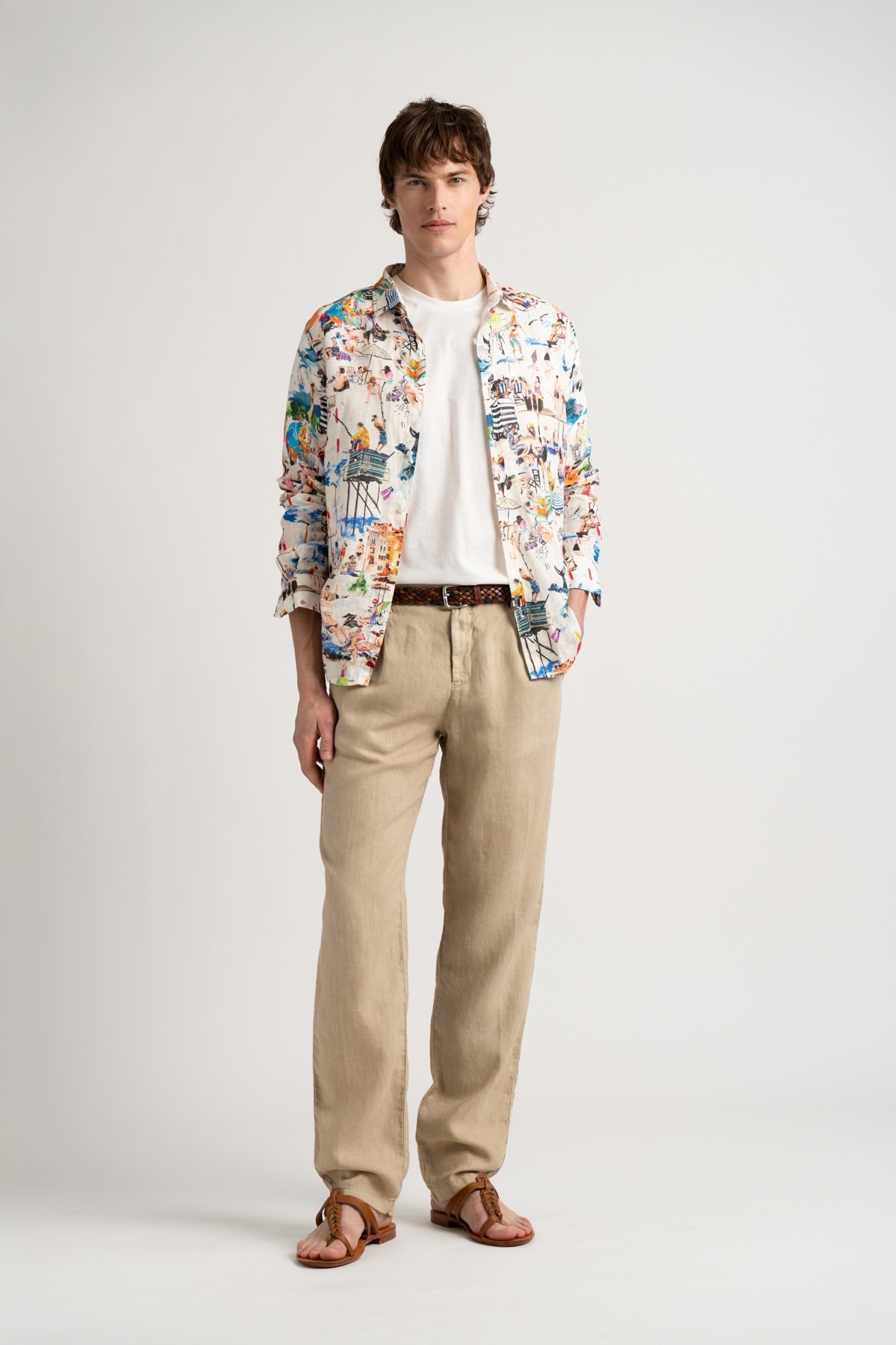 PLAYA - Linen shirt ecru St Tropez print ecru