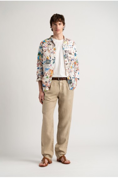 PLAYA - Linen shirt ecru St Tropez print ecru
