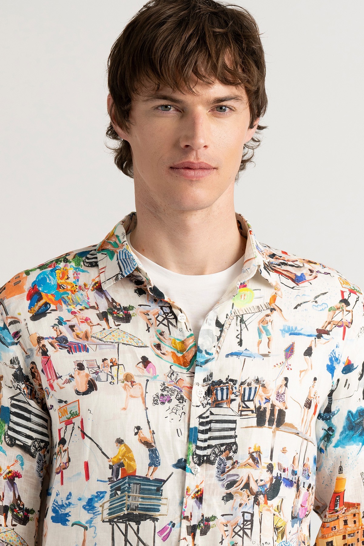 PLAYA - Linen shirt ecru St Tropez print ecru