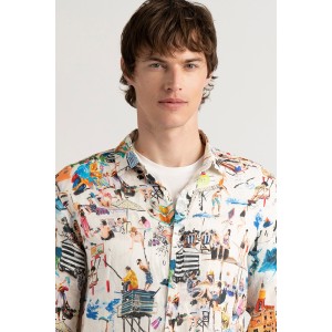 PLAYA - Linen shirt ecru St Tropez print ecru
