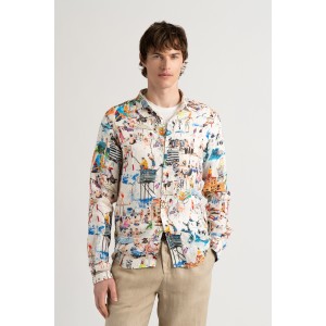 PLAYA - Linen shirt ecru St Tropez print ecru