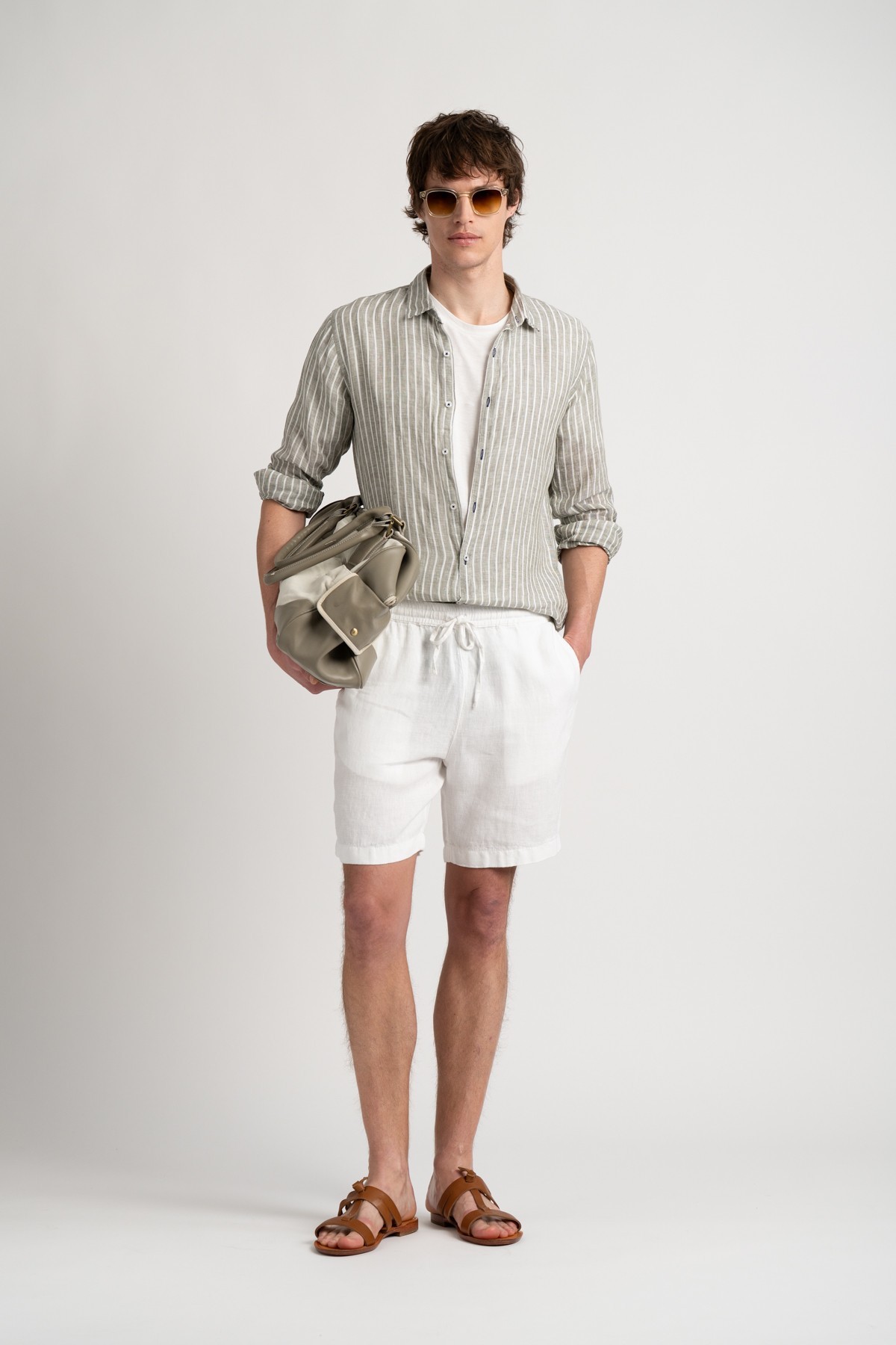 Men's striped white linen shirt |Quality brand Europann