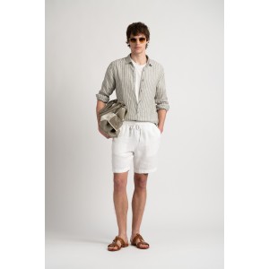 Men's striped white linen shirt |Quality brand Europann