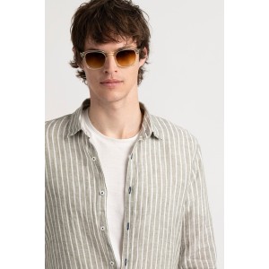 Men's striped white linen shirt |Quality brand Europann