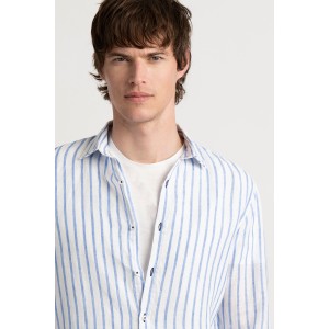 Chemise homme rayures bleu coupe ajustée|Marque de qualité -Europann 