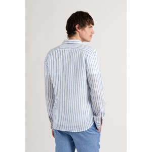 Men's striped white linen shirt |Quality brand Europann