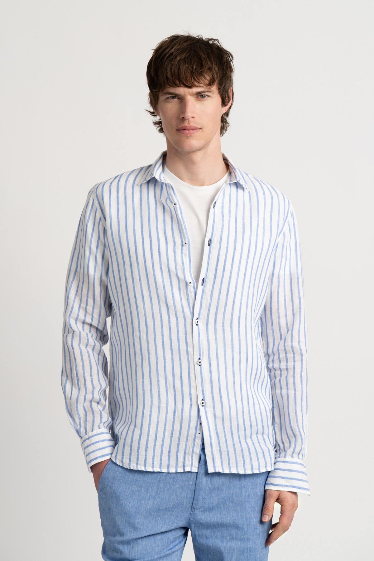 Chemise homme rayures bleu coupe ajustée|Marque de qualité -Europann 