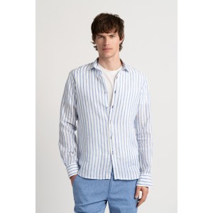 Men's striped white linen shirt |Quality brand Europann