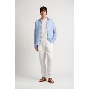 Men's striped blue linen shirt |Quality brand Europann