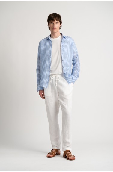 Men's striped blue linen shirt |Quality brand Europann