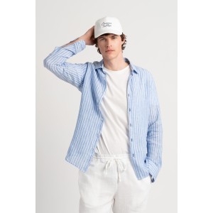 Men's striped blue linen shirt |Quality brand Europann