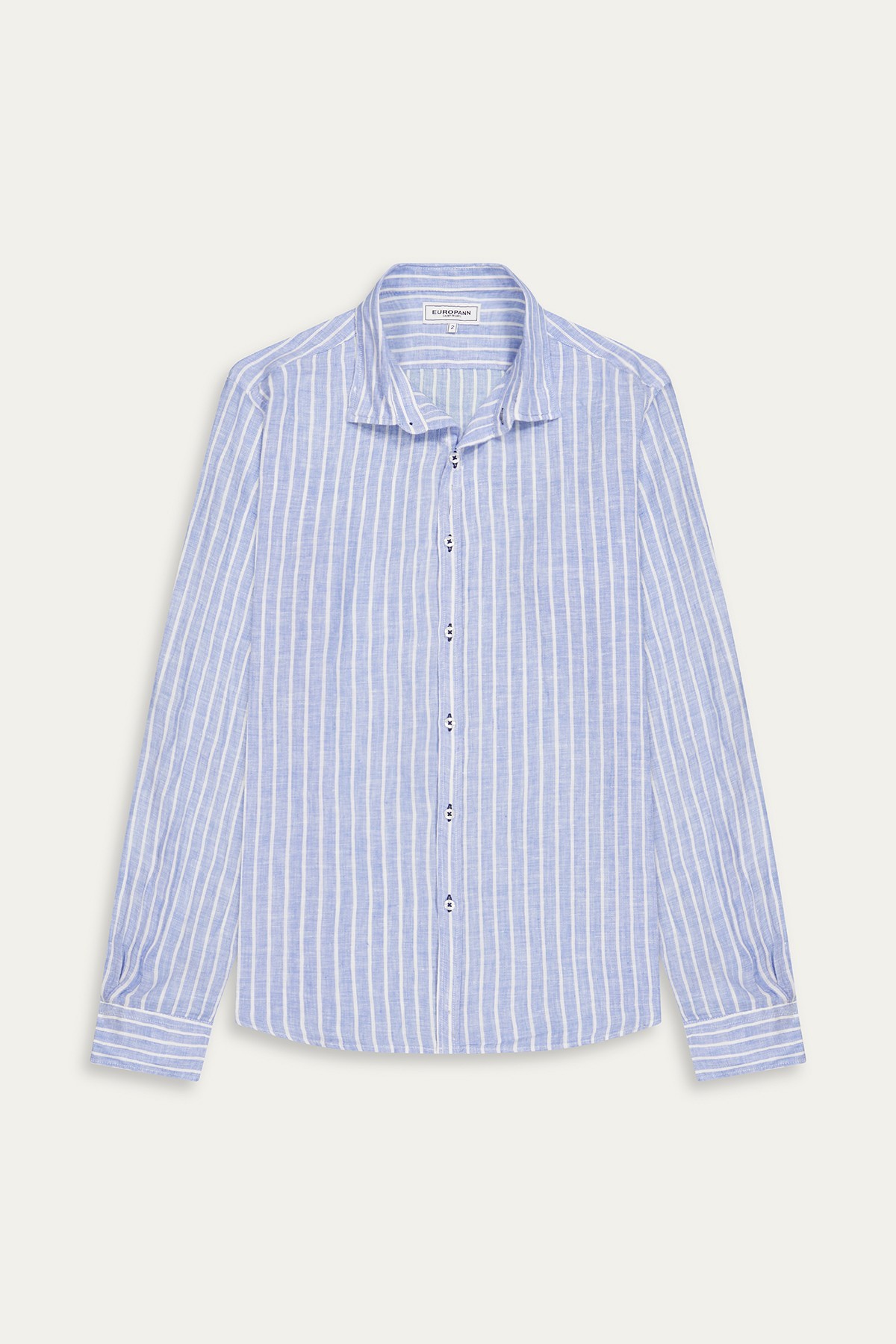 Men's striped blue linen shirt |Quality brand Europann