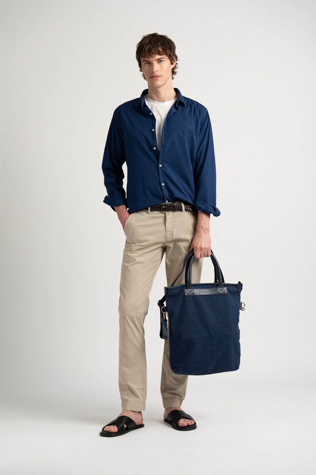VARDY - Casual cotton voile shirt navy blue