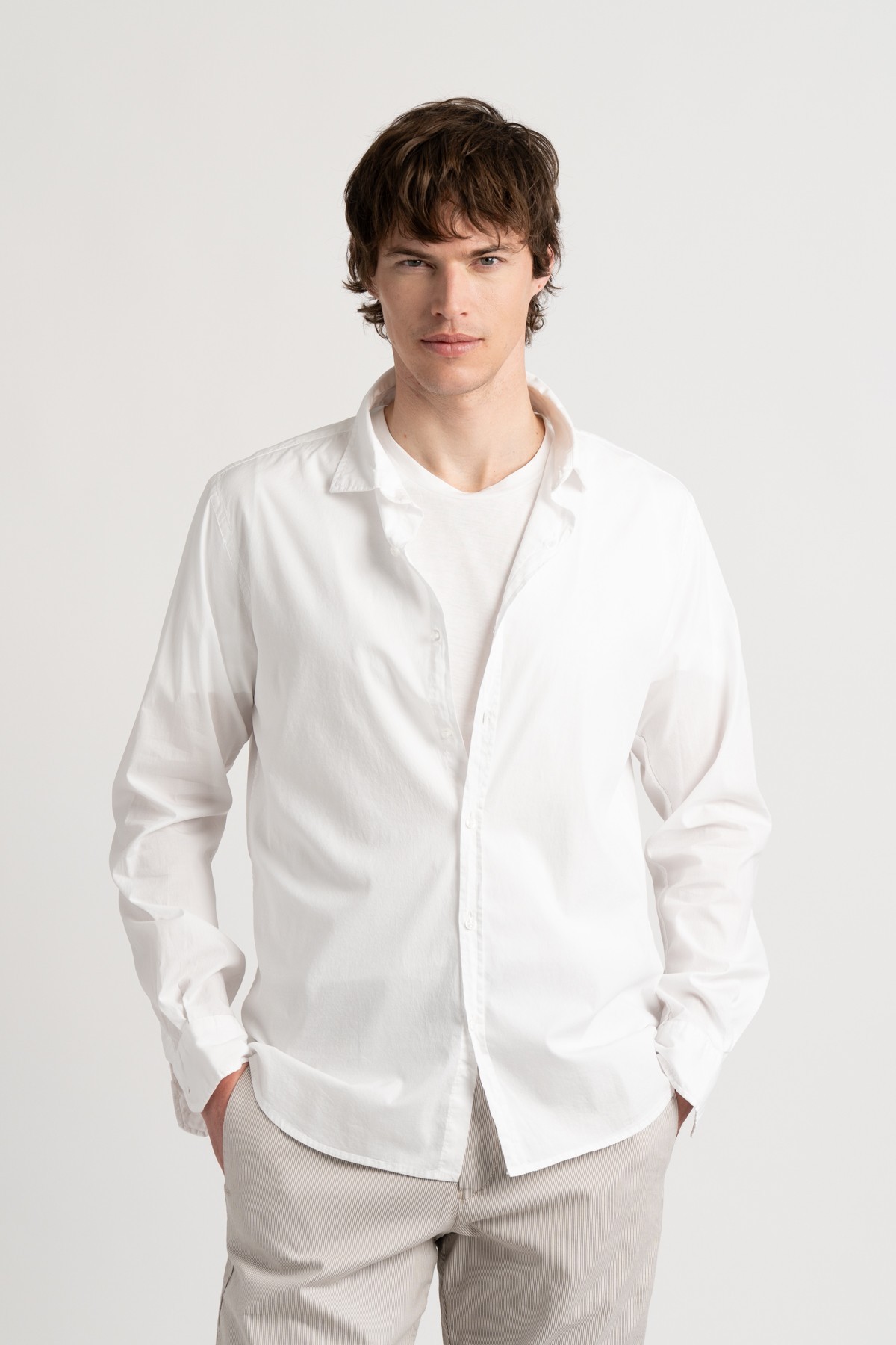Chemise Homme manches longues unie blanche slimfit|Europann